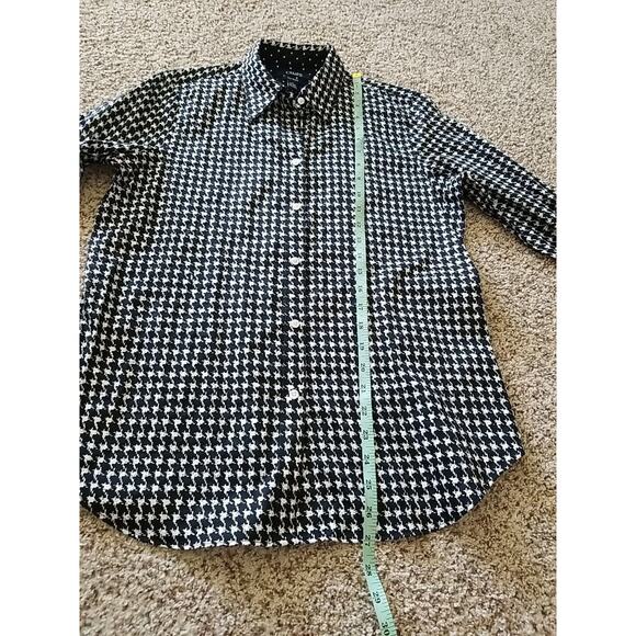 Chaps No Iron Womens Houndstooth Long Sleeve Button Shirt Size Med Black White - Picture 6 of 10